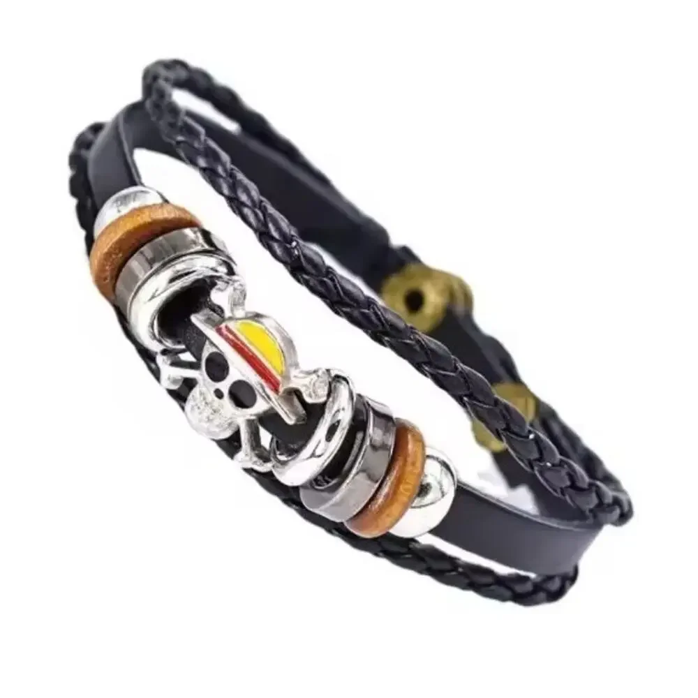 One Piece Bracelet Leather Style Anime Manga Pirate Luffy Cosplay Birthday Gift